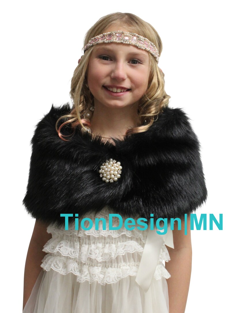 Black Faux Fur Wrap for Girl Kid Kid fur shrug faux fur Etsy