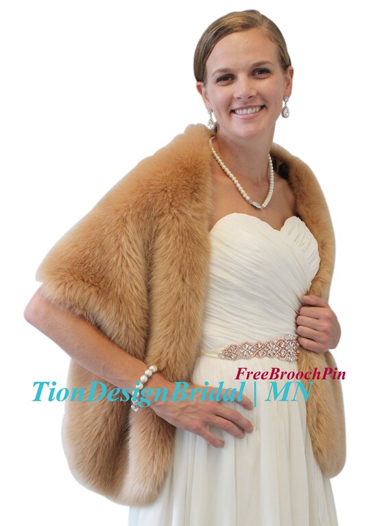 gold fur shawl