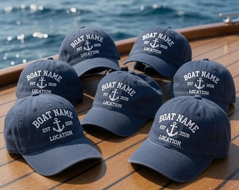 Matching Boat Group Embroidered Hat, Custom Nautical Sport Cap, Personalized Yacht Club Hat, Sport Accessory, Boat Trip Gift For Friends