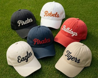 Gorra personalizada con nombre de equipo bordado, gorra personalizada con el espíritu escolar, gorra personalizada con mascota bordada, regalo de equipo estilo universitario, gorra deportiva juvenil