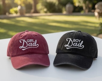 Gorra bordada "Niña, papá, niño", gorra personalizada para regalo de padre primerizo, gorra bordada minimalista estética, gorra de regalo para el Día del Padre, regalo familiar