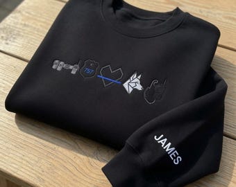 Custom Thin Blue Line K9 Police Dog Embroidered Sweatshirt, Personalized Law Enforcement Officer Crewneck, Working Dog Handler Pullover Top