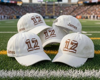 Custom Football Number Embroidered Cap, Personalized Sports Name Baseball Hat, Game Day Team Fan Group Gift Accessories