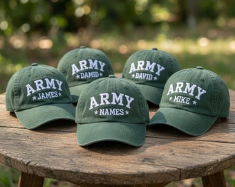 Custom Army Name Embroidered Hat, Personalized Military Cap, Name Cap, Custom Dad Hat, Army Veteran Gift, Matching Army Cap, Gift For Him