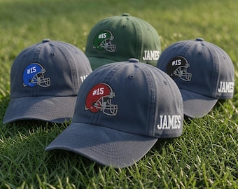 Custom Helmet Football Hat, Personalized Helmet Cap, Embroidered Number Hat, Football Team Hat, College Football Gift, Sports Fan Cap