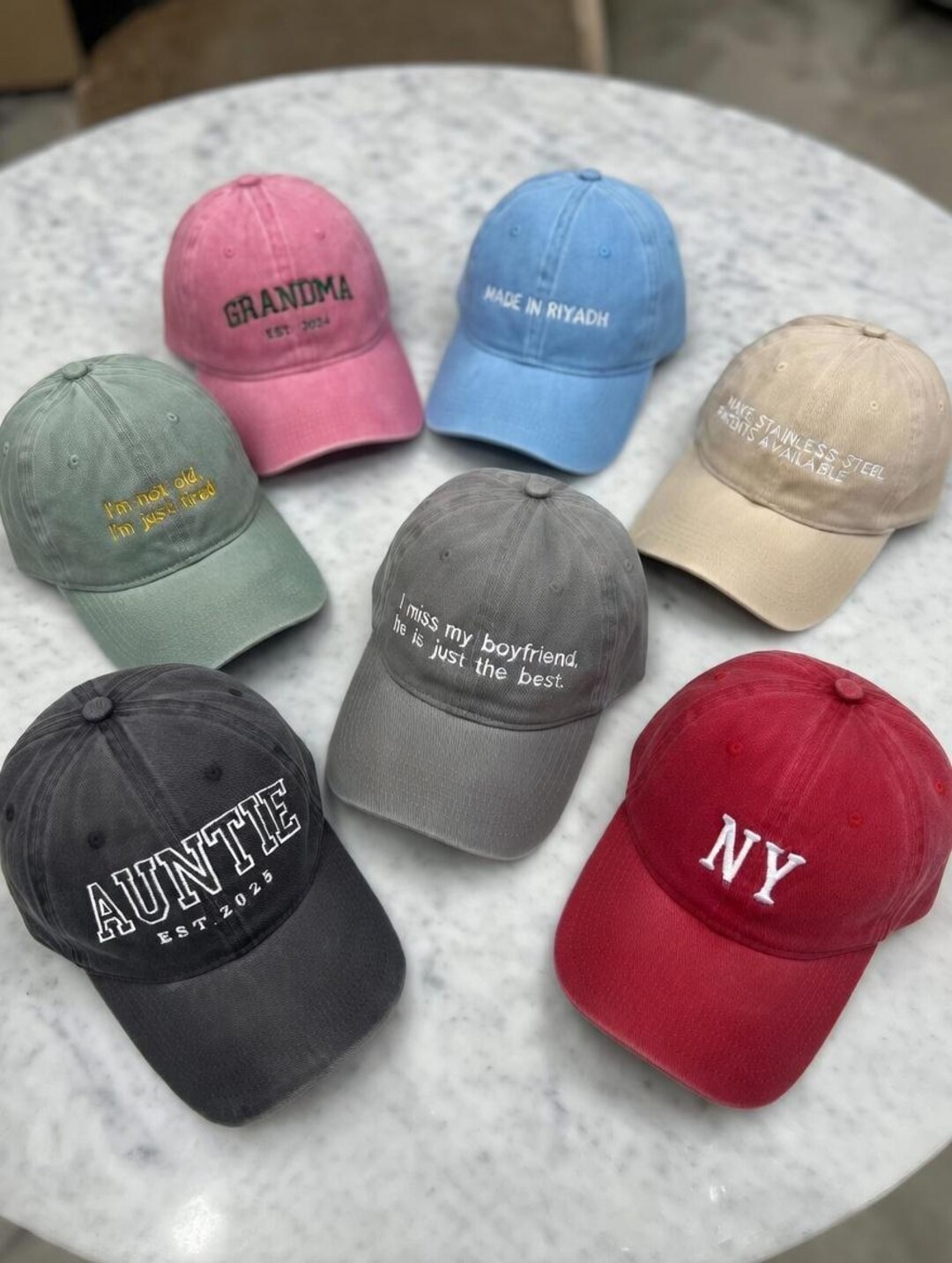 Custom Text Embroidered Adjustable Hat, Custom Your Text Cap With Logo ...