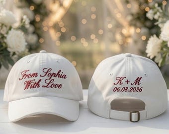 Custom Handwriting Signature Embroidered Dad Cap, Personalized Message Wedding Baseball Hat, Custom Text Bridal Party Gift Accessories