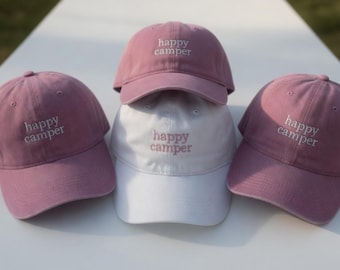 Gorra bordada Happy Camper, gorra personalizada para despedida de soltera, regalo para la fiesta nupcial, gorra de béisbol unisex, recuerdo para despedida de soltera