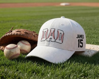 Gorra de béisbol personalizada para el Día del Padre, bordada, con nombre y número personalizables, regalo personalizado para jugador de béisbol, gorra para papá primerizo.