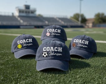 Gorra deportiva personalizada con el nombre del entrenador bordado, gorra de regalo personalizada para el equipo, gorra minimalista con bordado estético, accesorio para el día del partido, gorra de estilo de vida