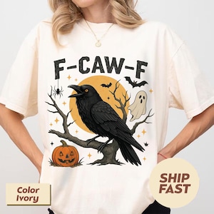 Comfort Colors Black Bird Shirt, Halloween Shirt, Funny Crow Shirt, F-Caw-F Shirt, Black Crow, Raven, Premium Soft Unisex Tee