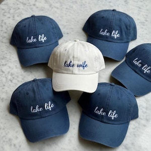Lake Wife Lake Life Embroidered Hat, Bachelorette Party Bride Tribe Caps, Personalized Boat Trip Gift, Matching Wedding Party Member Hat