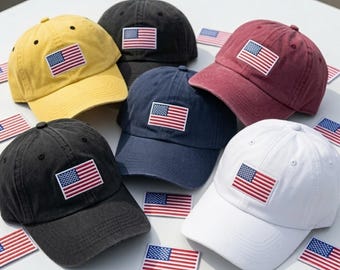American Flag Embroidered Hat, Patriotic USA Baseball Cap for Men Women, 4th of July Dad Hat, Vintage Washed Cotton United States Caps