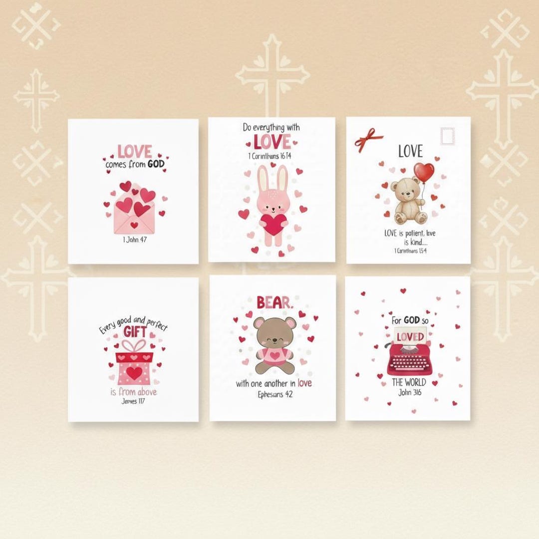 Christian Valentine Cards for Kids, Scripture Bible Verse Religious ...