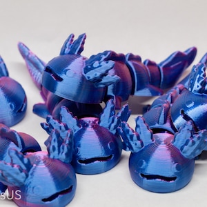 Axolotl imprimé en 3D | Jouet articulé Axolotl Fidget | Joli cadeau kawaii axolotl | Bureau flexible Axolotl pour animaux de compagnie | Jouet PLA+ | États-Unis