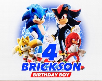 Editable Sonic The Hedgehog 3 PNG, Sonic 3 PNG, Instant Download, Sonic Birthday Template, Cake Topper, Sonic 3 Birthday Shirt ,Personalized