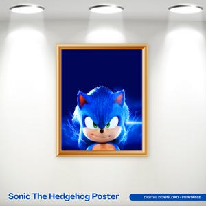 Sonic The Hedgehog Poster, Sonic Minimalist Wall Decor, Gallery Wall Art for Kids Room, High-Definition-Printable Poster, Sonic Head Poster