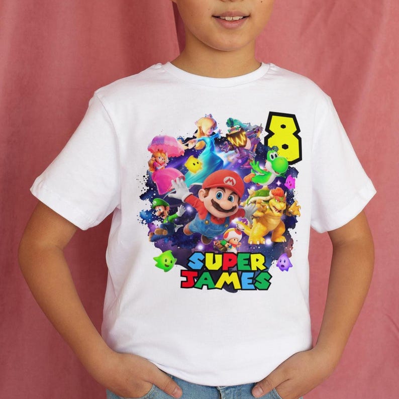 Redigerbar Mario Galaxy PNG, Super Mario Galaxy-film PNG, direktnedladdning, Mario Galaxy-födelsedagsmall, tårtdekoration, Mario-födelsedagströja bild 3