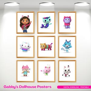 Gabby&#39;s Dollhouse Posters - Gallery Wall Art for Classroom Decor, Kindergarten, Nursery, & Kids&#39; Bedroom | Printable Cat-tastic Characters