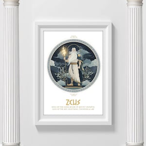Zeus | Greek Mythology Wall Art | Vintage Print | Ancient Greek Print | Olympian gods | Classic Literature | Instant Download