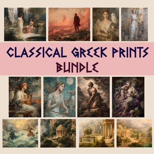Greek Gods Vintage Art Bundle | Printable Mythology Wall Art | Olympus Gods Decor | Digital Download | Classical Myth Prints