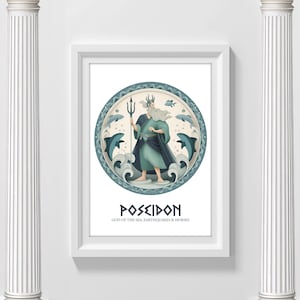 Poseidon | Greek Mythology Wall Art | Vintage Print | Ancient Greek Print | Olympian gods | Classic Literature | Instant Download