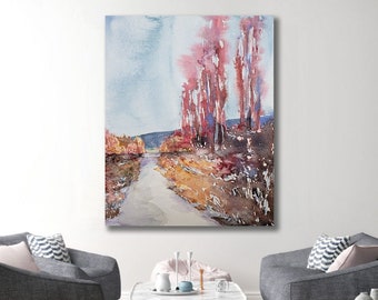 Wanderlust Landscape Painting - Watercolor Art  - Archival Canvas or Paper Reproduction