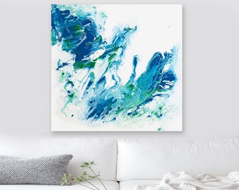 Oceanus Tricae - Acrylic Painting - Contemporary Blue Abstract Seascape Art Print - Archival Canvas or Paper Reproduction