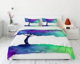 Hue Tree Duvet Cover - Nature Modern Bedding - Twin Queen or King Size Duvet or Comforter