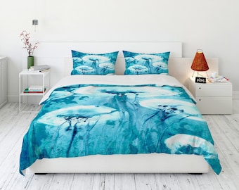 Jellyfish Duvet Cover - Wildlife Painting - Nature Modern Bedding - Twin Queen or King Size Duvet or Comforter