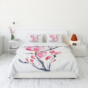 Floral Magnolia Duvet Cover - Nature Modern Bedding - Twin Queen or King Size Duvet or Comforter
