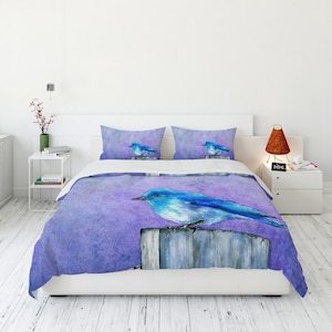 Bluebird Duvet Cover - Nature Modern Bedding - Twin Queen or King Size Duvet or Comforter