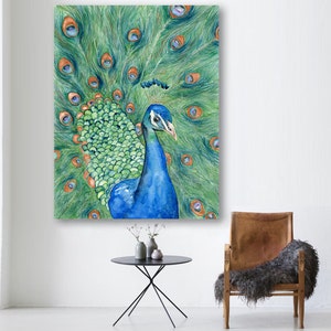 Watercolor Painting Peacock Art Wildlife Bird Art Print - Etsy