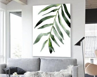 Palm Frond Art Print - Botanical Nature Watercolor Painting - Archival Canvas or Paper Reproduction