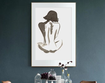 Ink Painting - Zen Yoga - Figurative Sumi-e Japanese Brush Painting - Giclee Print