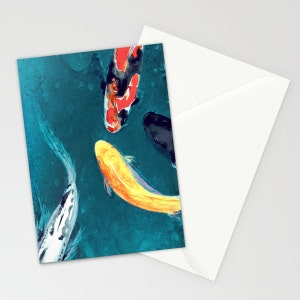 Koi Pond Art Card - Japans karperschilderij - Notitie- of wenskaart