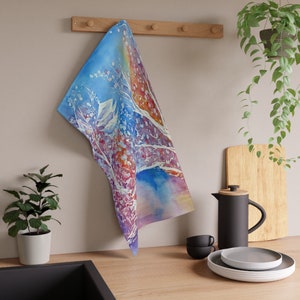 Japanese Temple Cotton Tea Towels -  Landscape Art - Flour Sack Towels - Home Decor Textiles