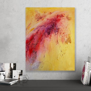 Original Sunny Acrylic Texture Painting on Wood Panel - Abstract Home Decor - Glory