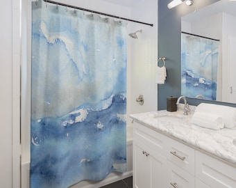 Ocean Wave Shower Curtain Tempest Seascape Painting - Artistic Bathroom - Modern Vibrant Bathroom Decor