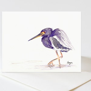 TriColoured Heron Art Card Bird Painting Note or Greeting Card image 1