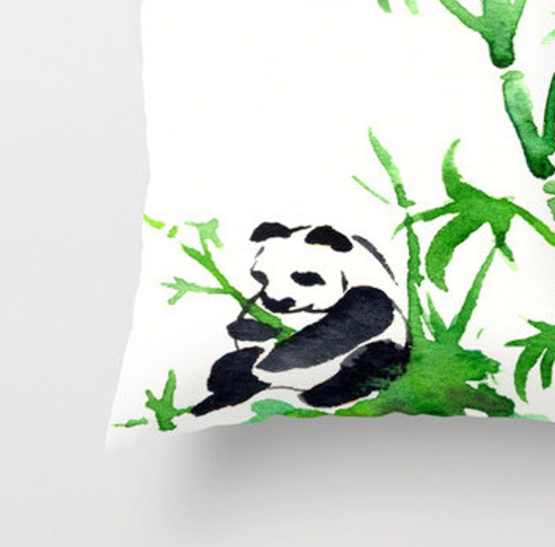 Decorative Pillow Cover Panda Bamboo Painting Throw Pillow Etsy