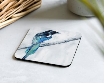 Modern Coasters - Magpie Bird Art - Coffee Table Drink Coaster Set