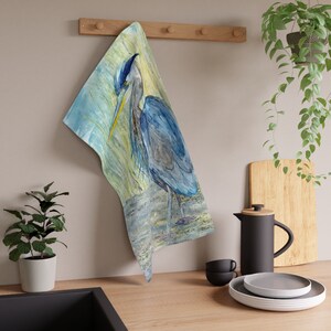 Great Blue Heron Cotton Tea Towels -  Bird Art - Flour Sack Towels - Home Decor Textiles