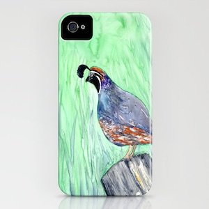 Phone Case Valley Quail Bird Painting - California Quail - Designer iPhone Samsung Case