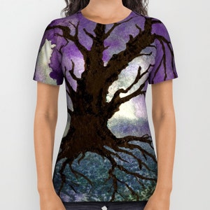 Tree of Life T Shirt - Designer Clothing - Tree of Life Painting - Artistic All Over Printed T Shirt