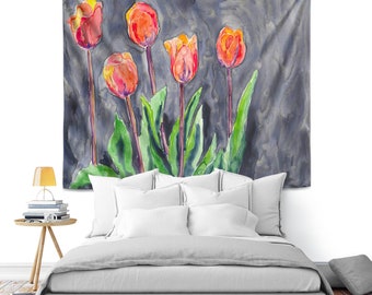 Tulips Wall Tapestry - Floral Wall Hanging - Tapestry for Bedroom Living Room Dorm Wall Decor