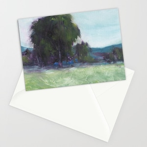 Trauerweide Kunstkarte - Landschaftsölgemälde - Notiz oder Grußkarte