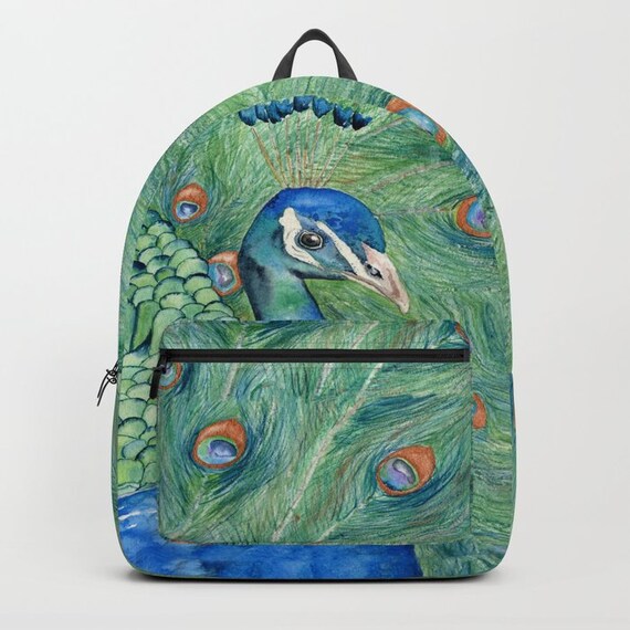 Peacock Backpack Bookbag Travel or Back to School Lifestyle Accessory Etsy UK