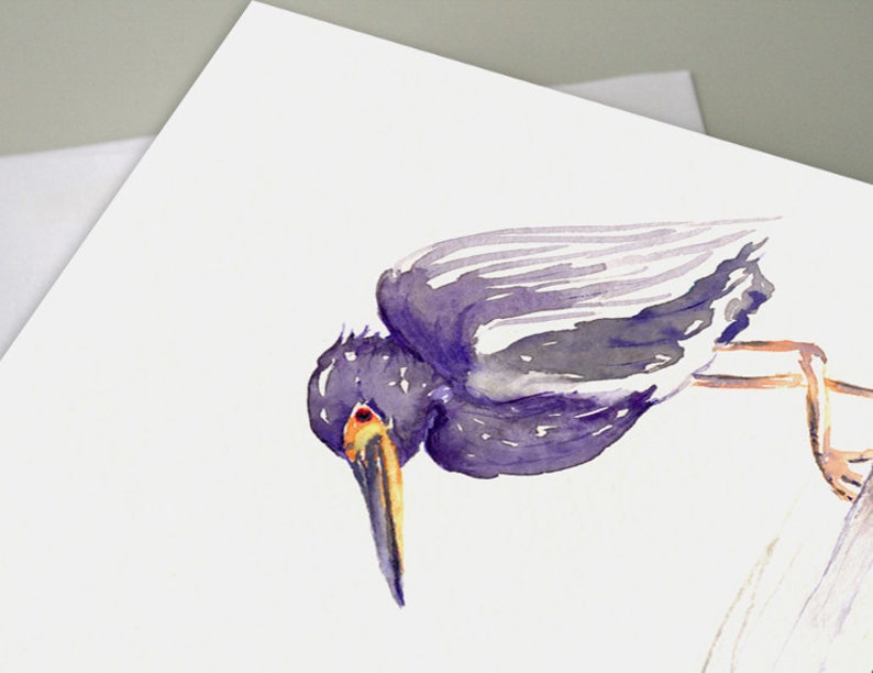 TriColoured Heron Art Card Bird Painting Note or Greeting Card image 2