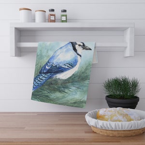 Blue Jay Cotton Tea Towels -  Bird Art - Flour Sack Towels - Home Decor Textiles